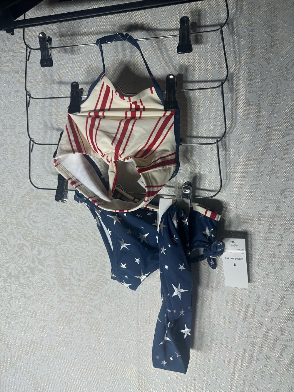 Jessica Simpson Girls 3 Piece Swim Suit Set American Flag Size 6